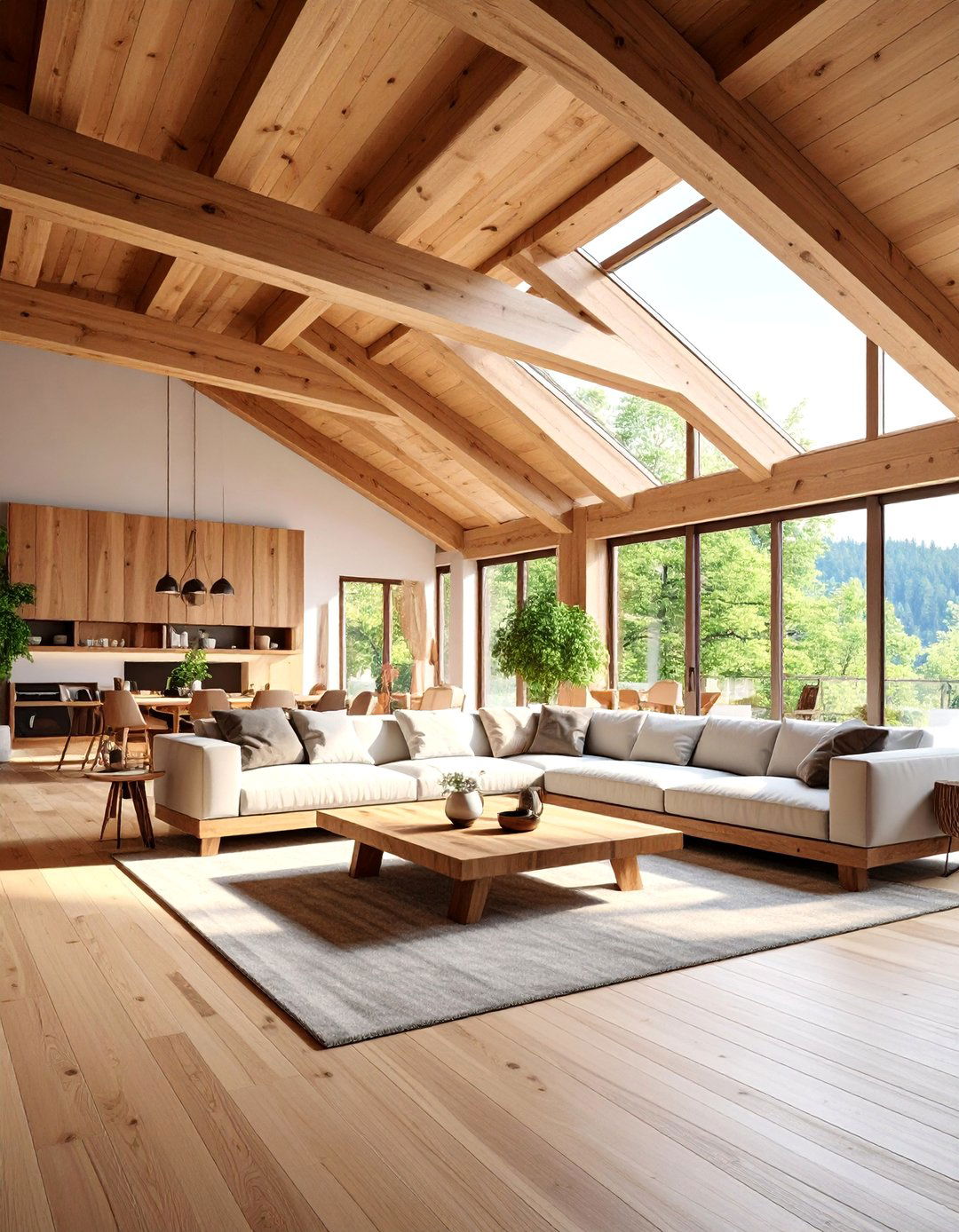 Zen Living Room with Exposed Beams - 25 Zen Living Room Ideas