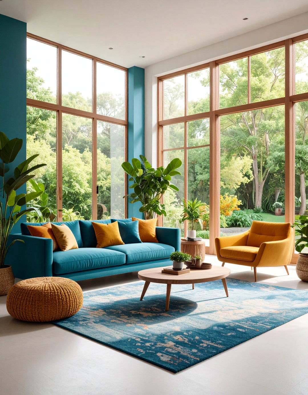 Zen Living Room with Floor to Ceiling Windows - 25 Zen Living Room Ideas