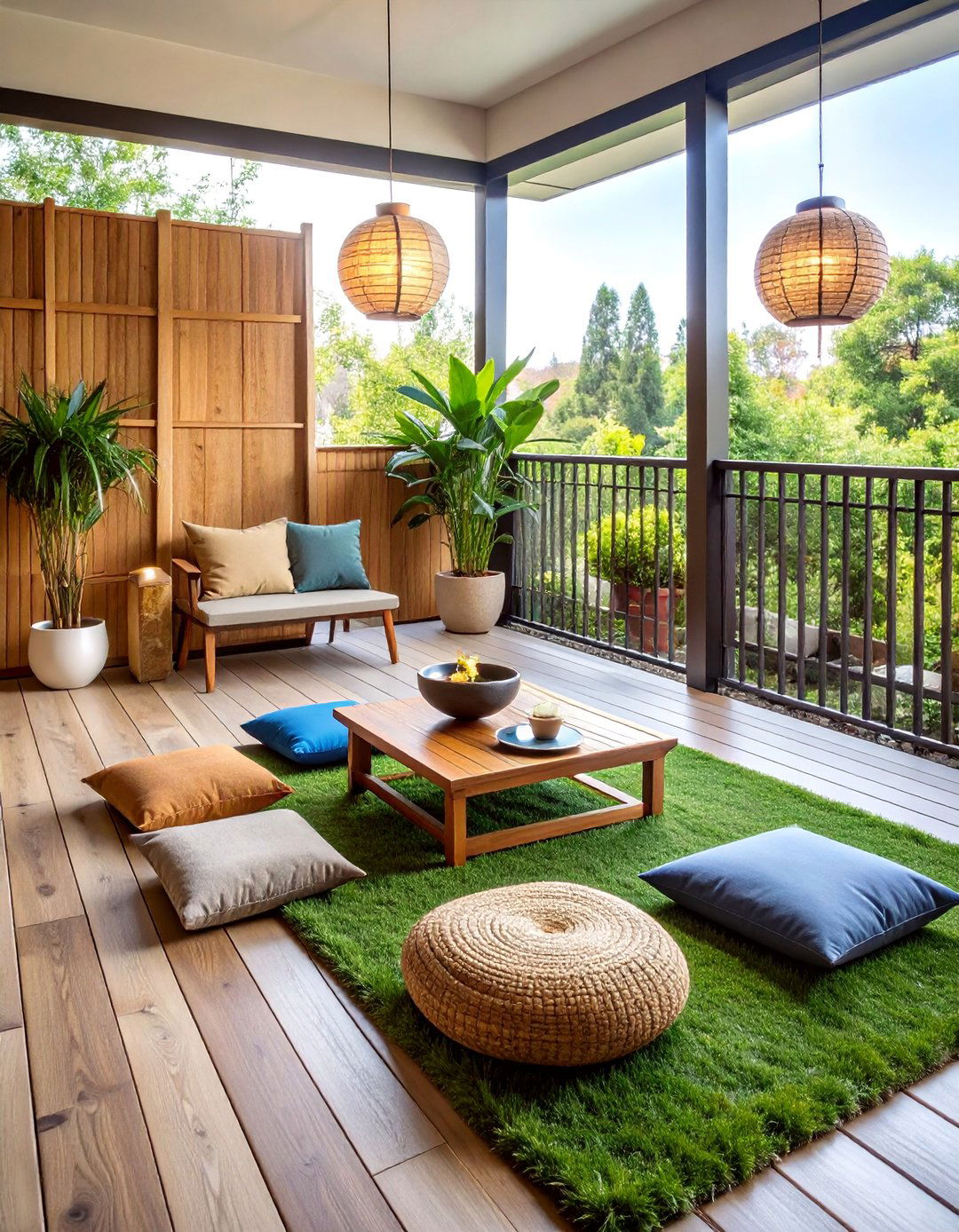 Zen Meditation Artificial Grass Retreat - 25 Artificial Grass Balcony Design