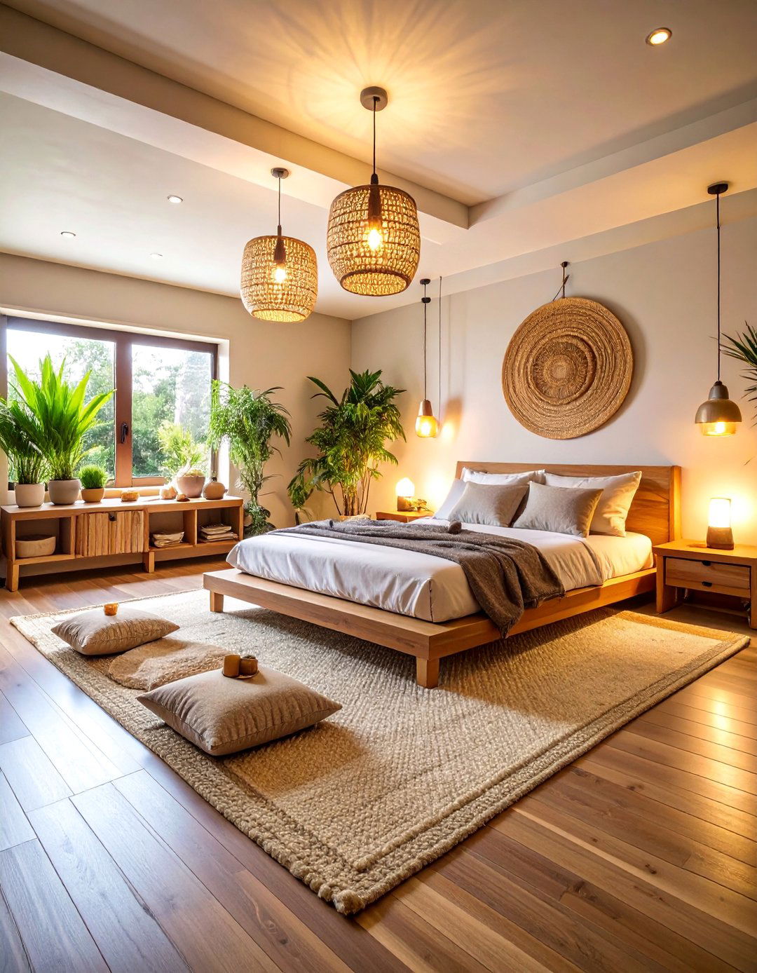 Zen Meditation Basement Bedroom with Natural Elements - 25 Basement Bedroom Ideas