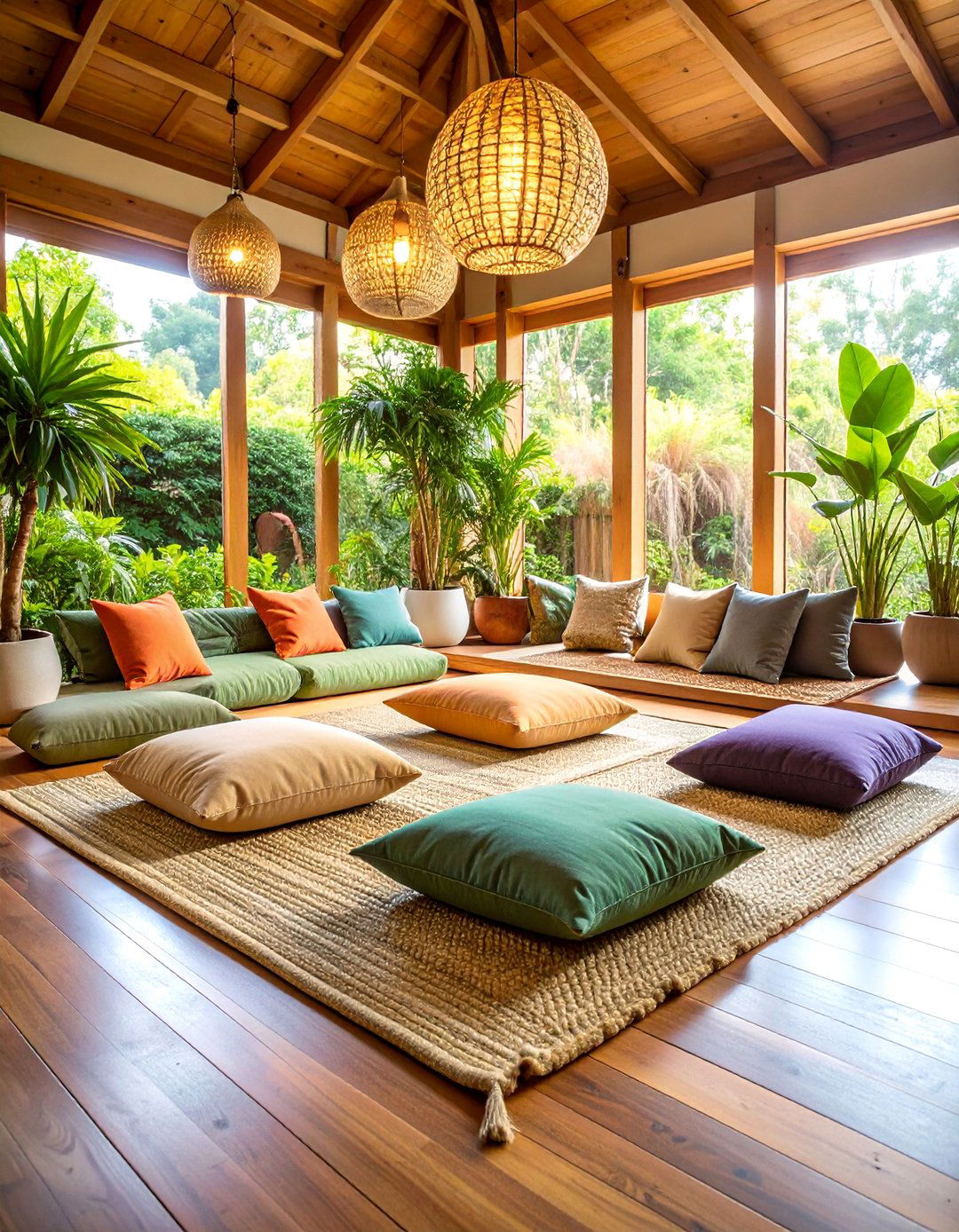 Zen Meditation Corner with Natural Floor Cushions - 25 Organic Modern Interior Design Ideas