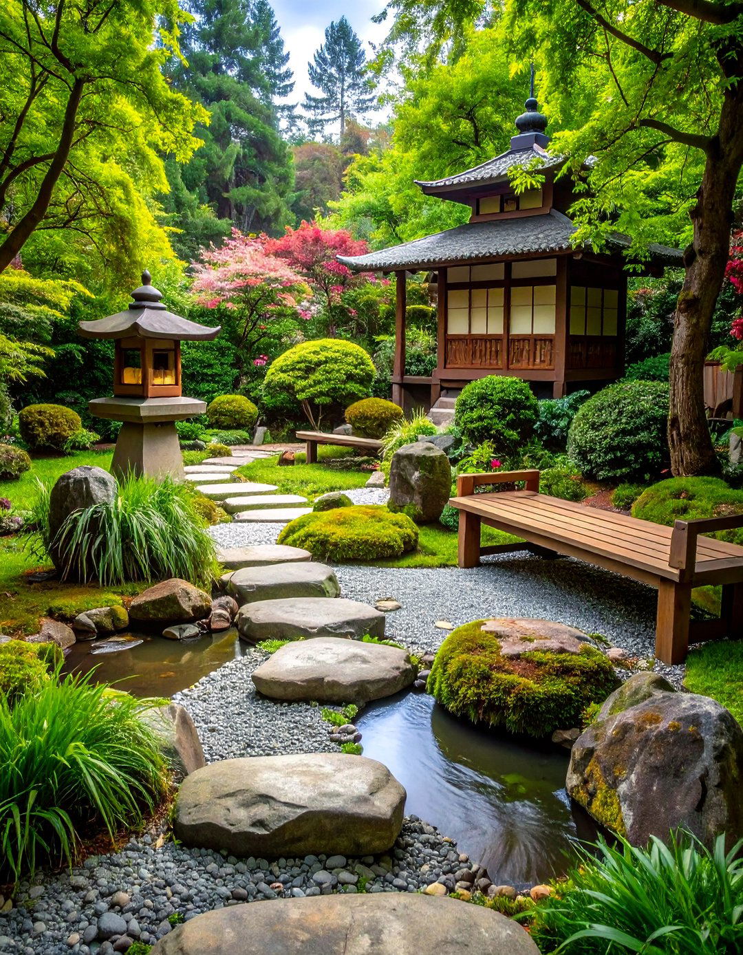 Zen Meditation Garden with Japanese Design Elements - 25 Large Backyard Ideas