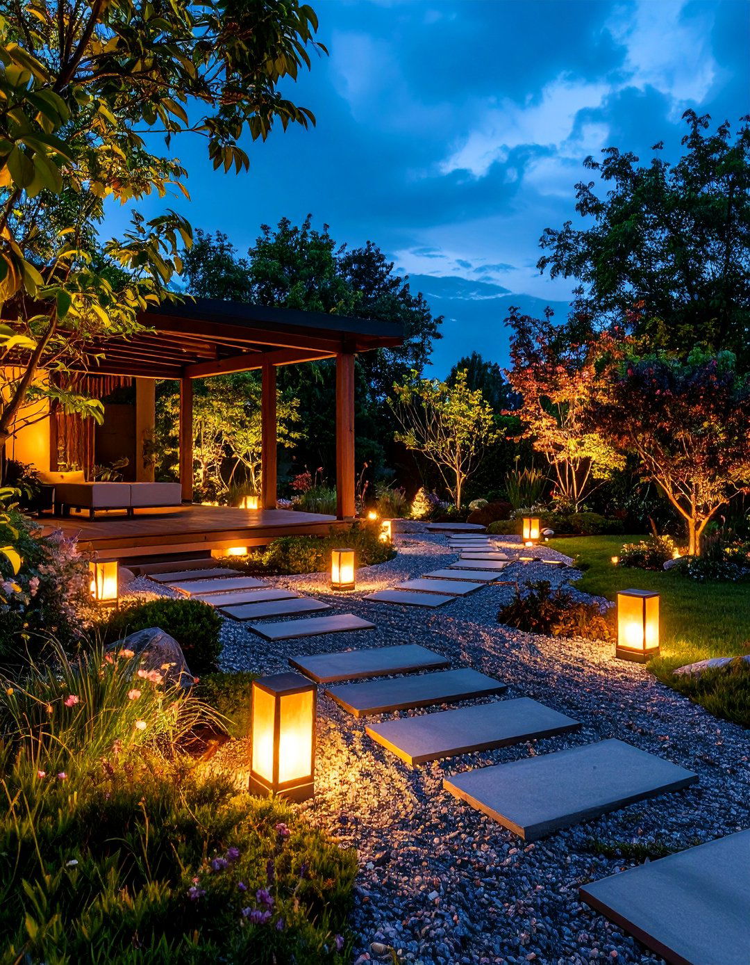 Zen Meditation Garden with Minimal Light Pollution - 25 Landscape Lighting Ideas