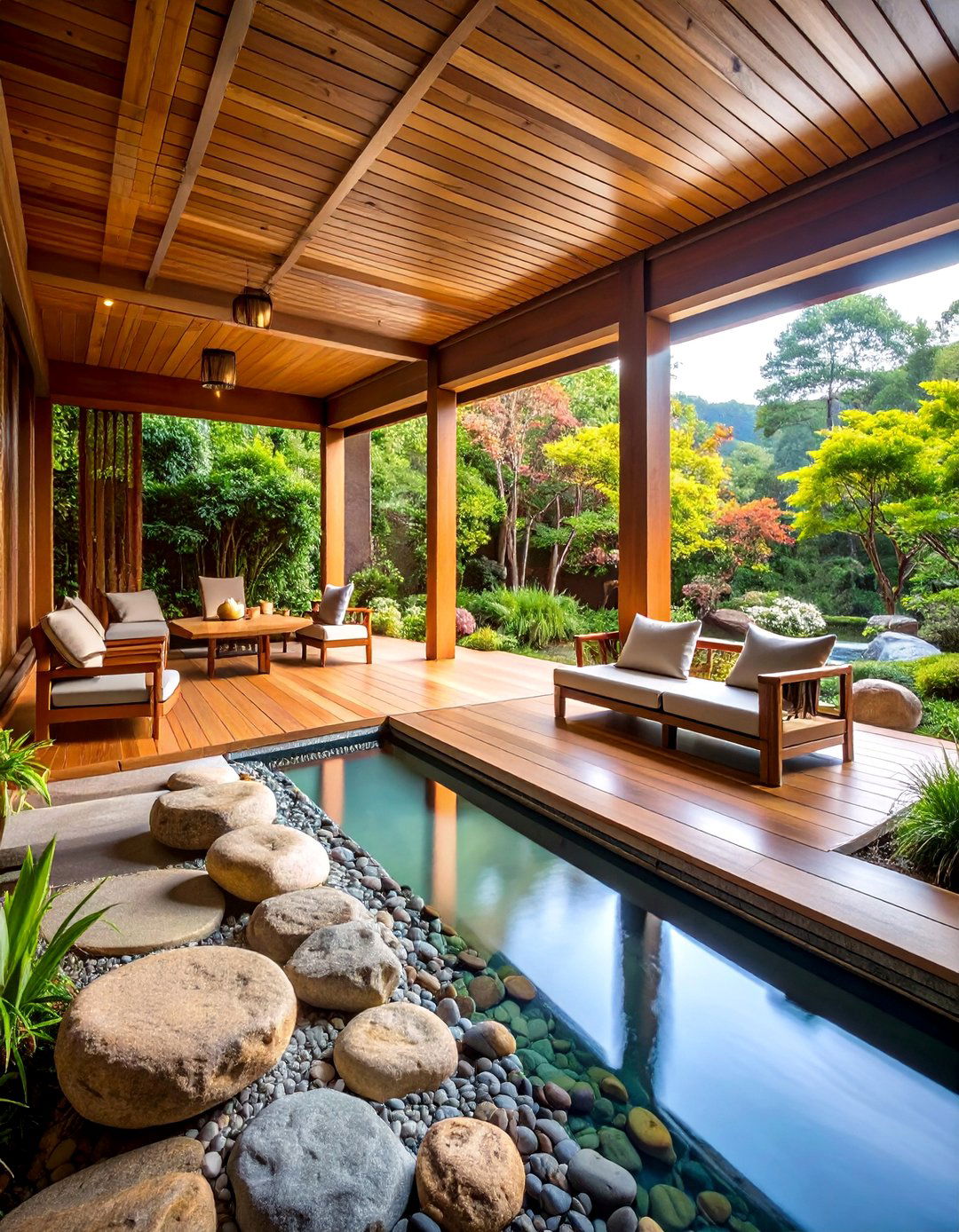 Zen Meditation Porch with Water Features - 25 Modern Front Porch Ideas