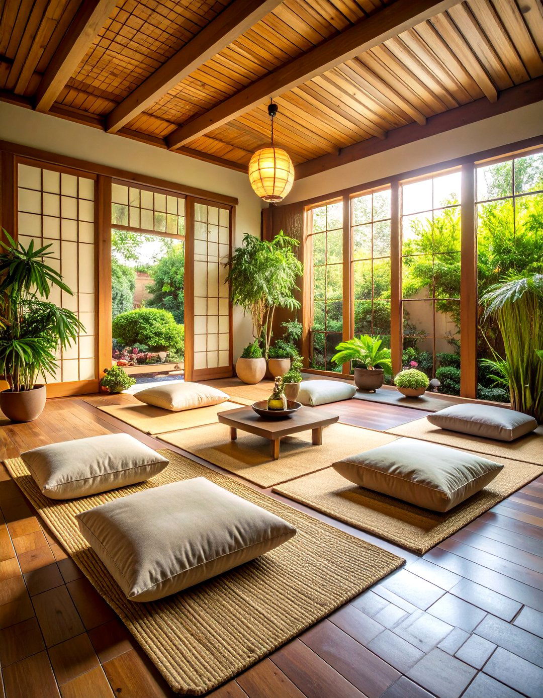 Zen Meditation Sunroom with Natural Brick - 25 Brick Floor Sunroom Ideas