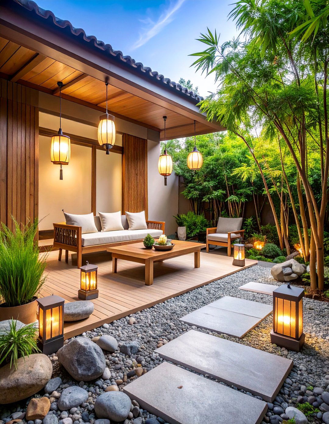 Zen Minimalist Back Porch with Water Features - 25 Back Porch Ideas