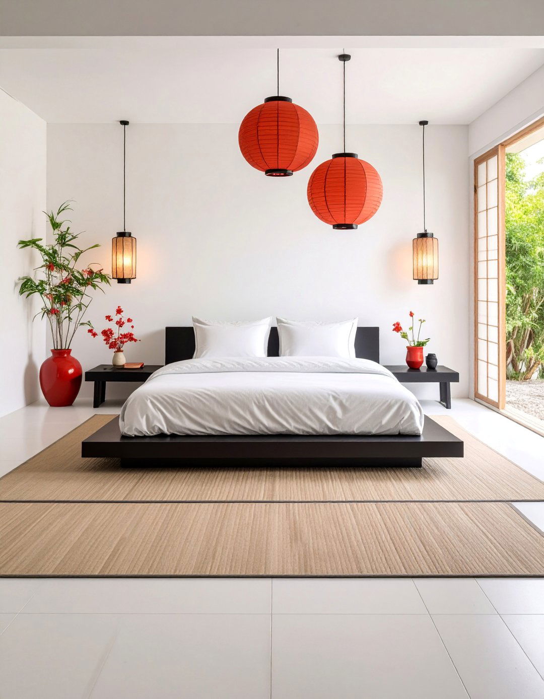 Zen Minimalist Bedroom with Red Energy - 25 red black and white bedroom ideas