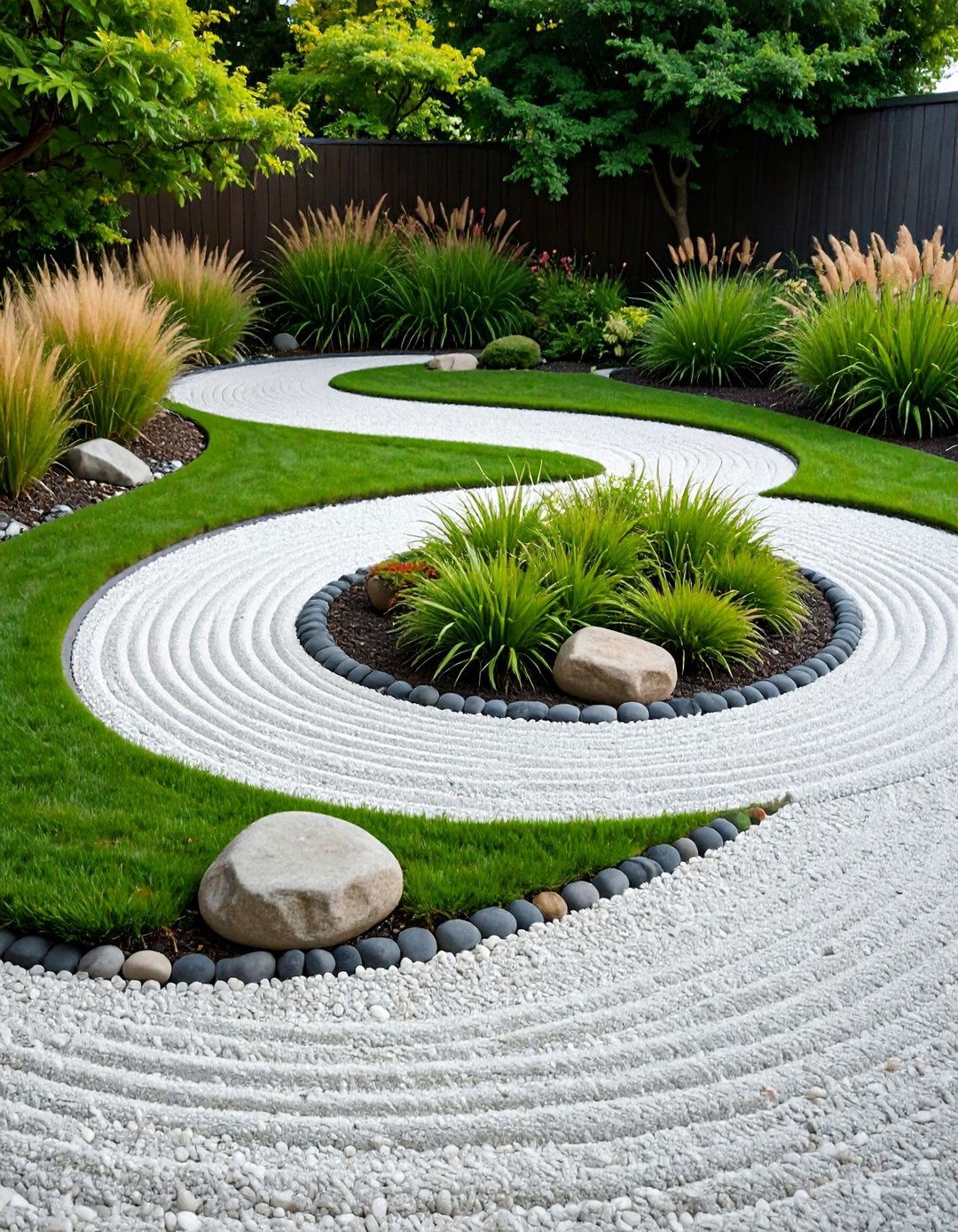 Zen Minimalist Spiral Garden with Gravel Paths - 25 Spiral Garden Design Ideas