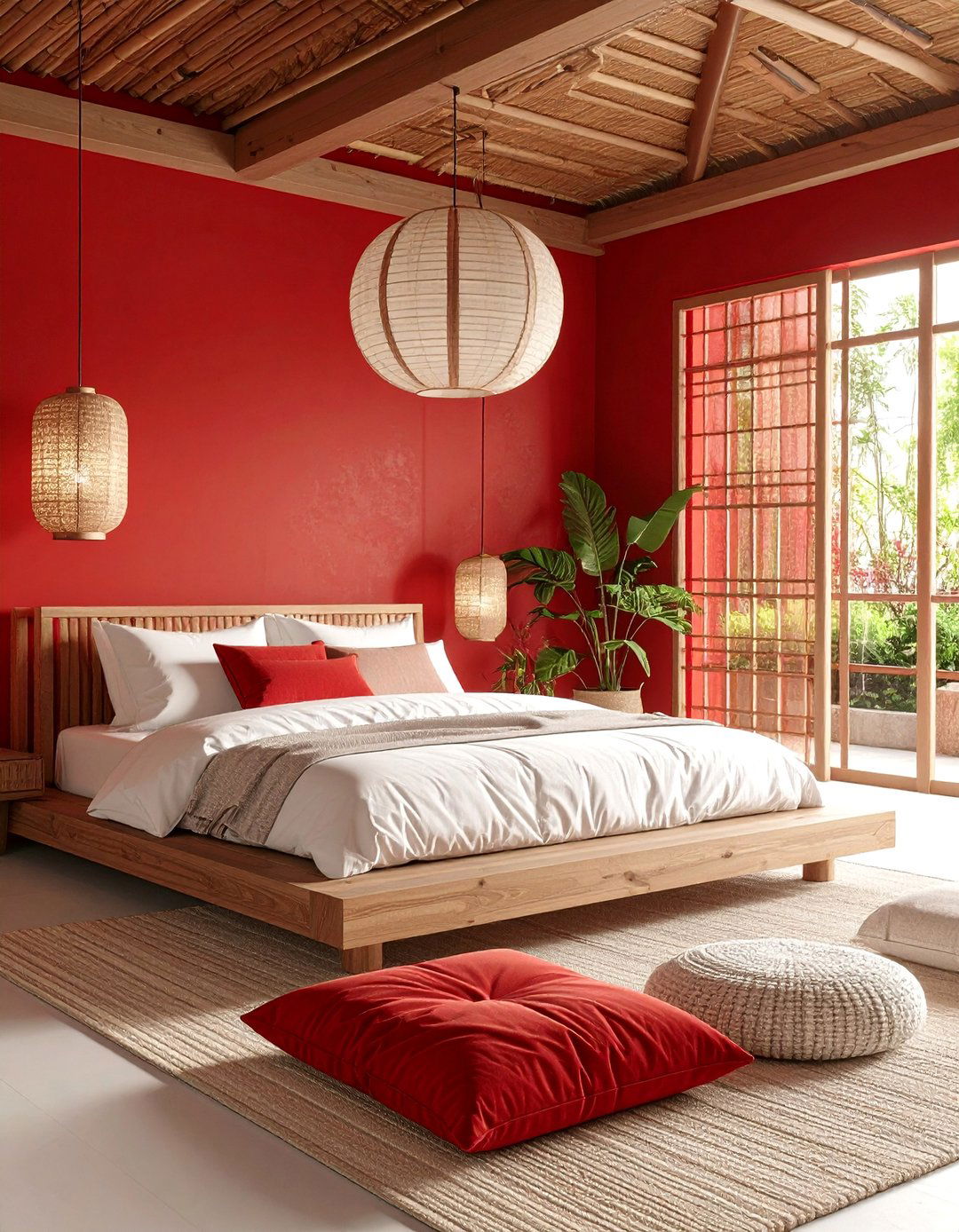 Zen Red Meditation Bedroom Retreat - 25 Red Bedroom Ideas