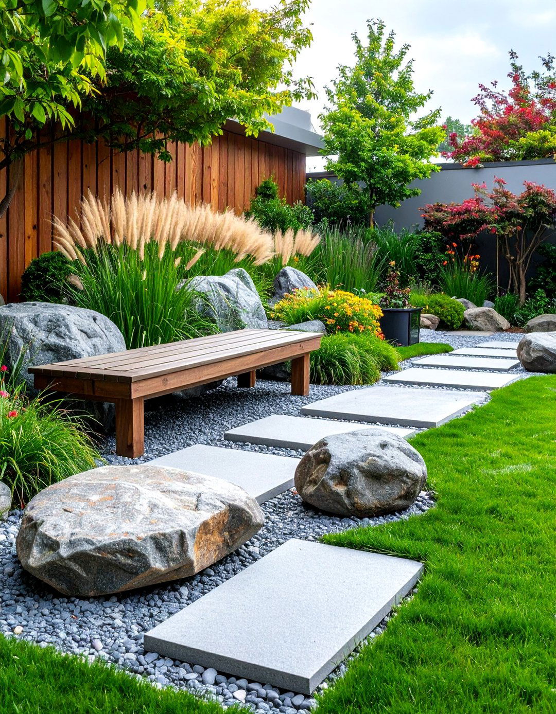 Zen Rock Garden with Architectural Grasses - 25 Small Garden Ideas