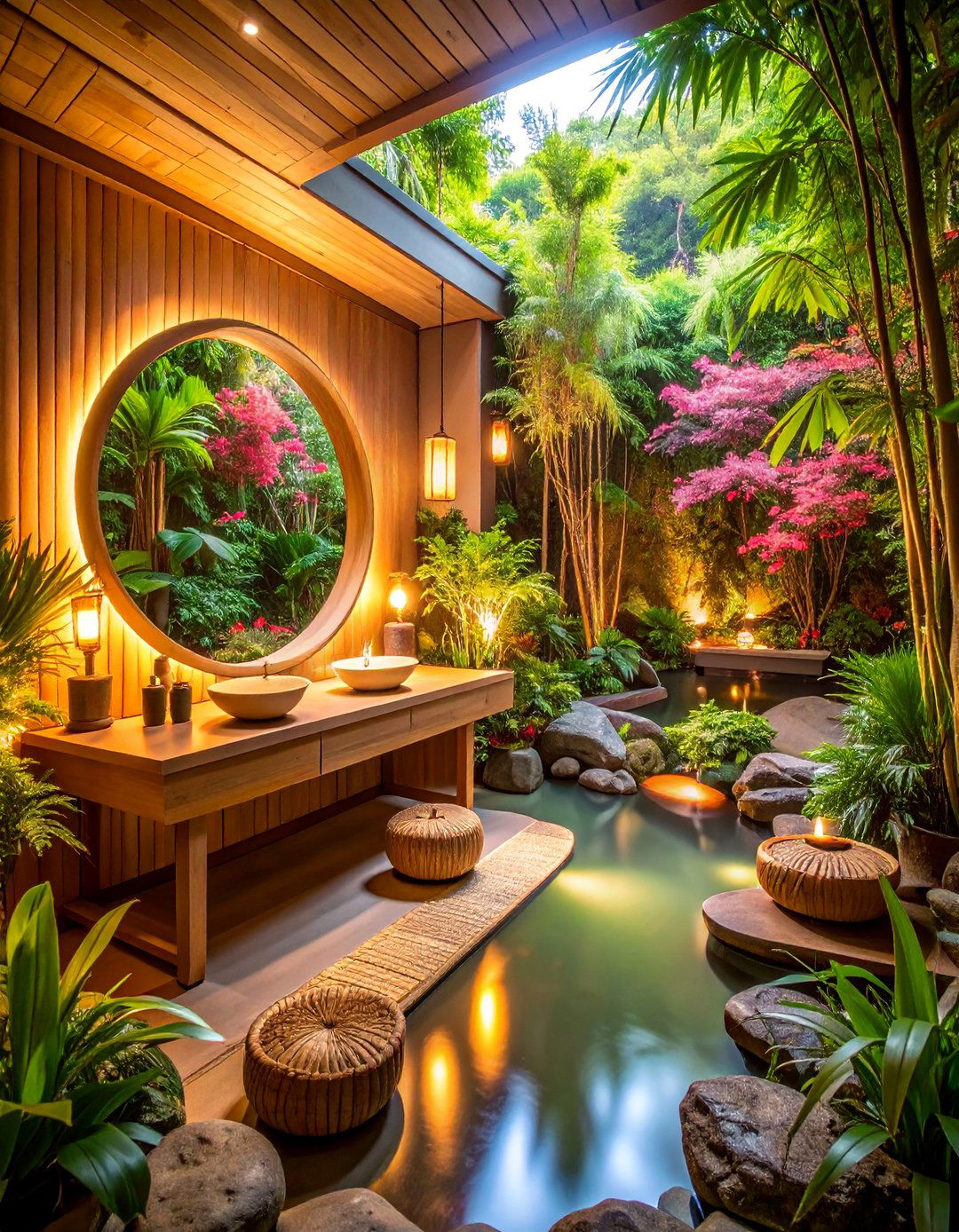 Zen Spa Makeup Retreat with Natural Elements - 25 Makeup Room Ideas