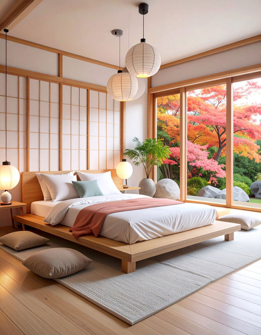 Zen White Bedroom with Minimalist Japanese Elements - 25 White and Cream Bedroom Ideas