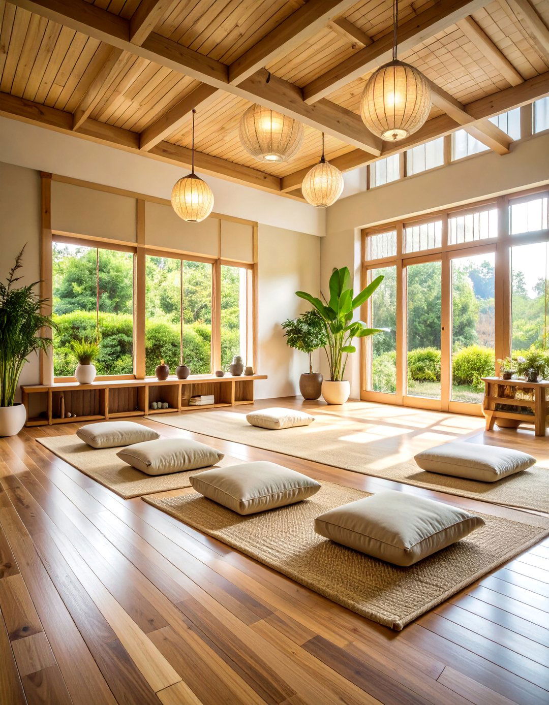 Zen Yoga Studio with Meditation Elements - 25 Small Home Gym Ideas