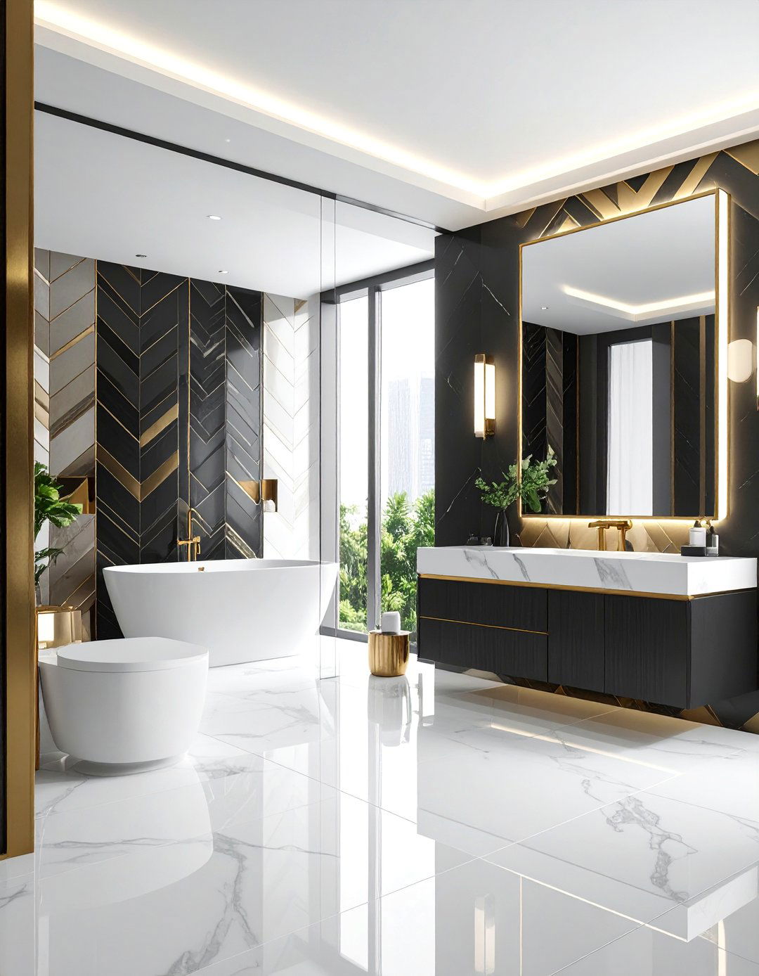 Zigzag Tile Pattern Art Deco Bathroom - 25 Art Deco Bathroom Ideas