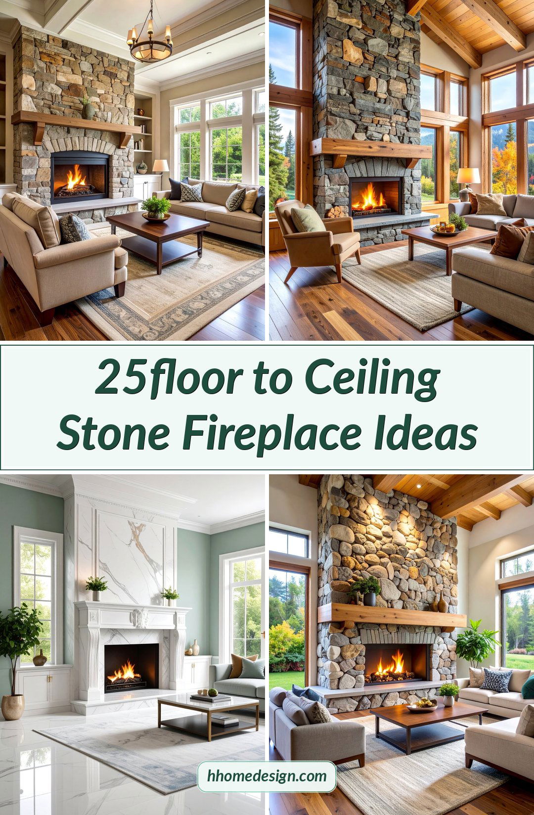 25floor to Ceiling Stone Fireplace Ideas